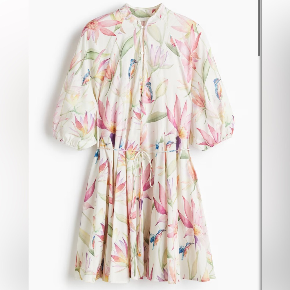 H&M Floral Print Dress - Pink and White